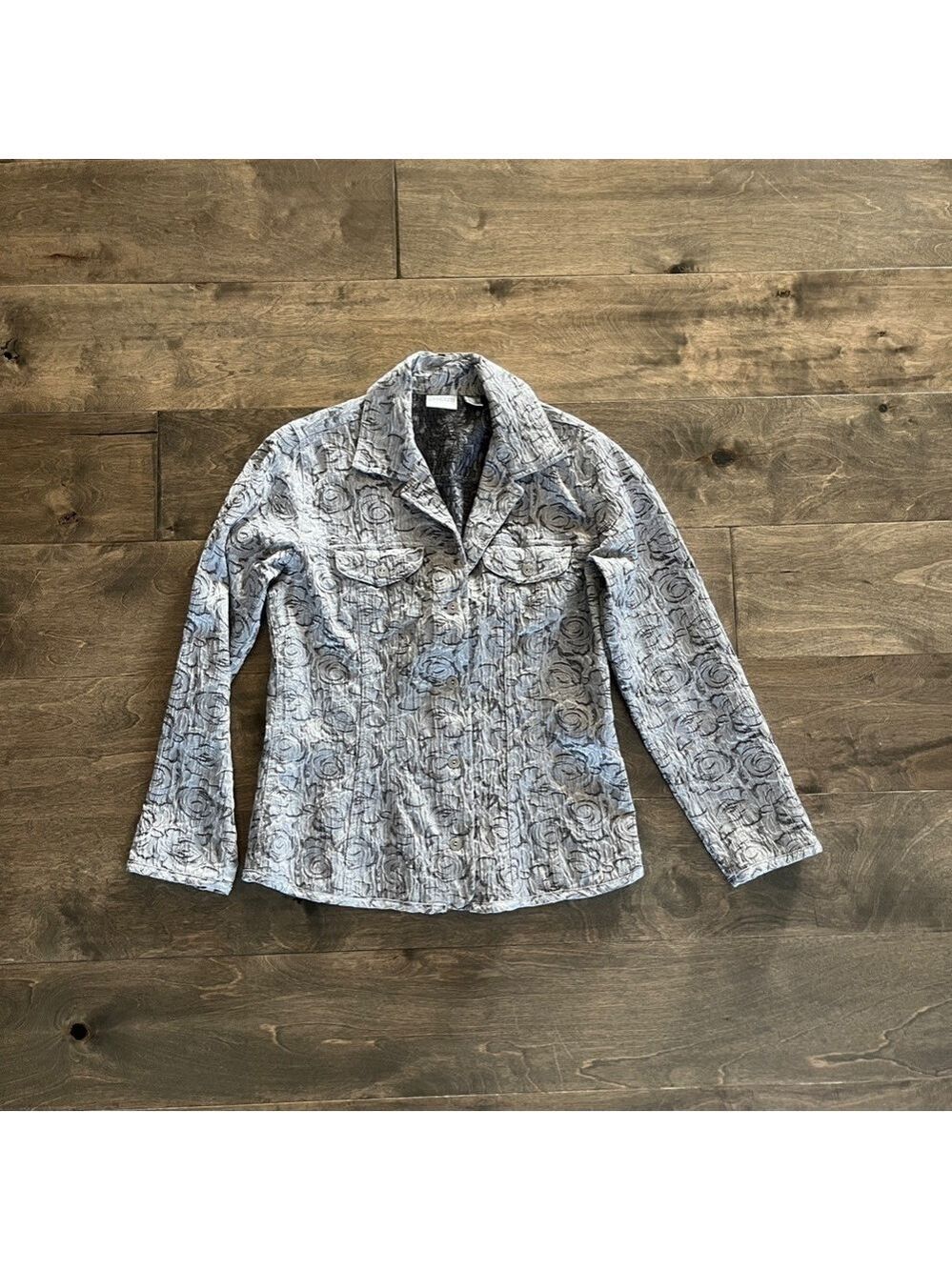 CHICOS Silver Flower Dinner Jacket SIZE 0